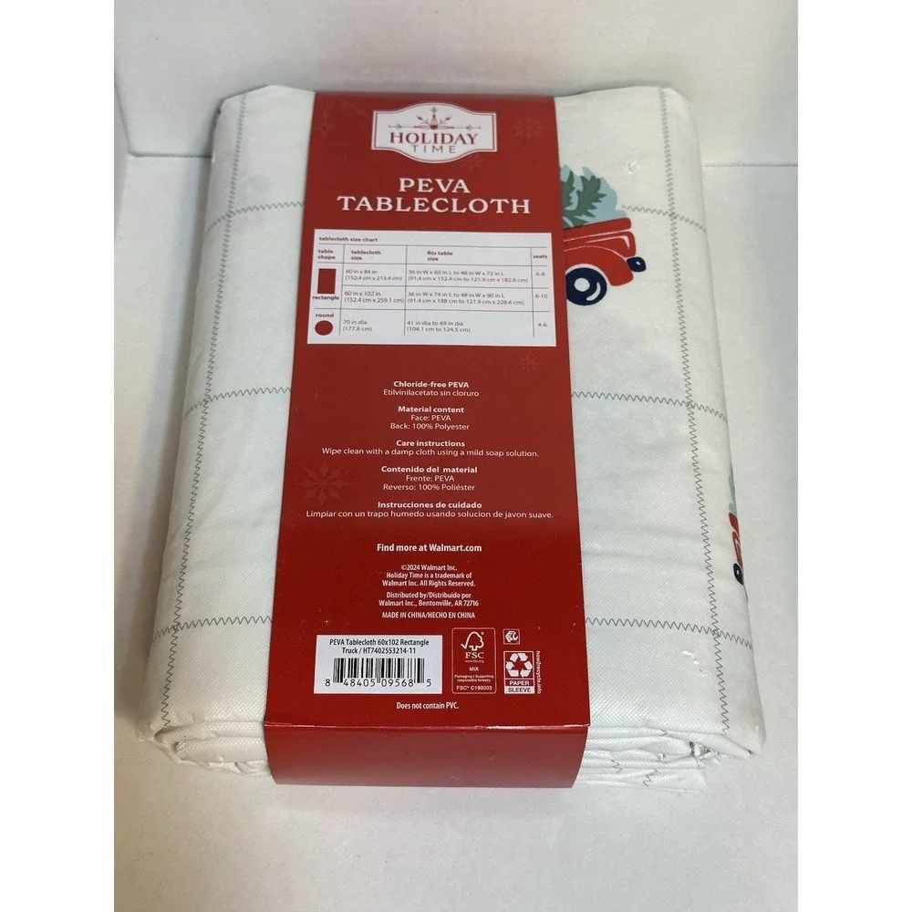 HOLIDAY TIME peva plastic tablecloth‎ RECTANGLE 60 IN X 102 IN christmas truck